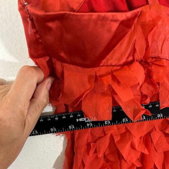 AIDAN MATTOX LADIES DRESS 4 RED SILK FLAPPER FRINGE MINI COCKTAIL DATE LOVE - Picture 11 of 13